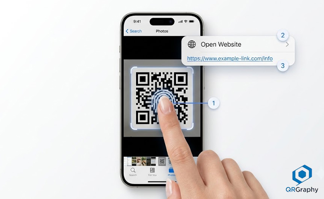 استفاده از برنامه Photos برای اسکن کیو آر کد از روی عکس در آیفون - کیوآرگرافی