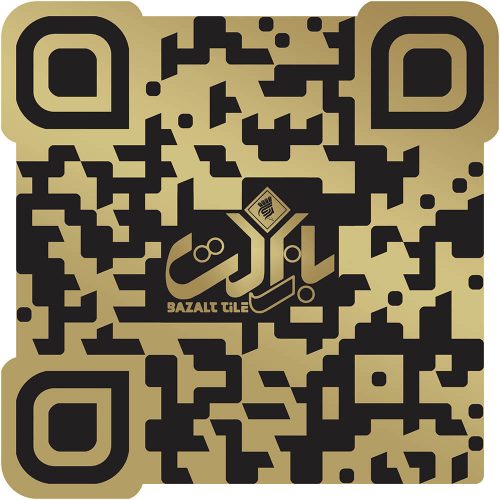 کاشی و سرامیک بازالت - تولیدکننده محصولات لوکس سرامیکی - ساخت qr code با لوگو طلایی مشکی
